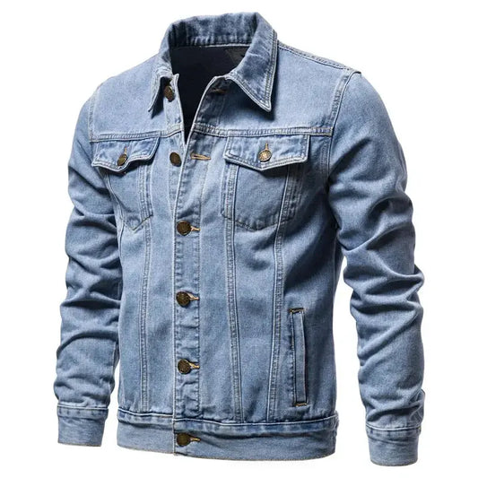 Denim Jacket Men Fashion Motorcycle Jeans Jackets Mens Causal Oversized Cotton Casual Black Blue Denim Jacket Man Outerwear Coat LA TendanceStore multi service