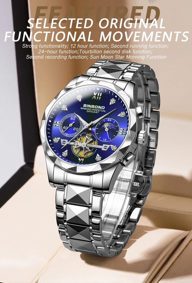 Luxury Stainless Steel Watch, Quartz Movement