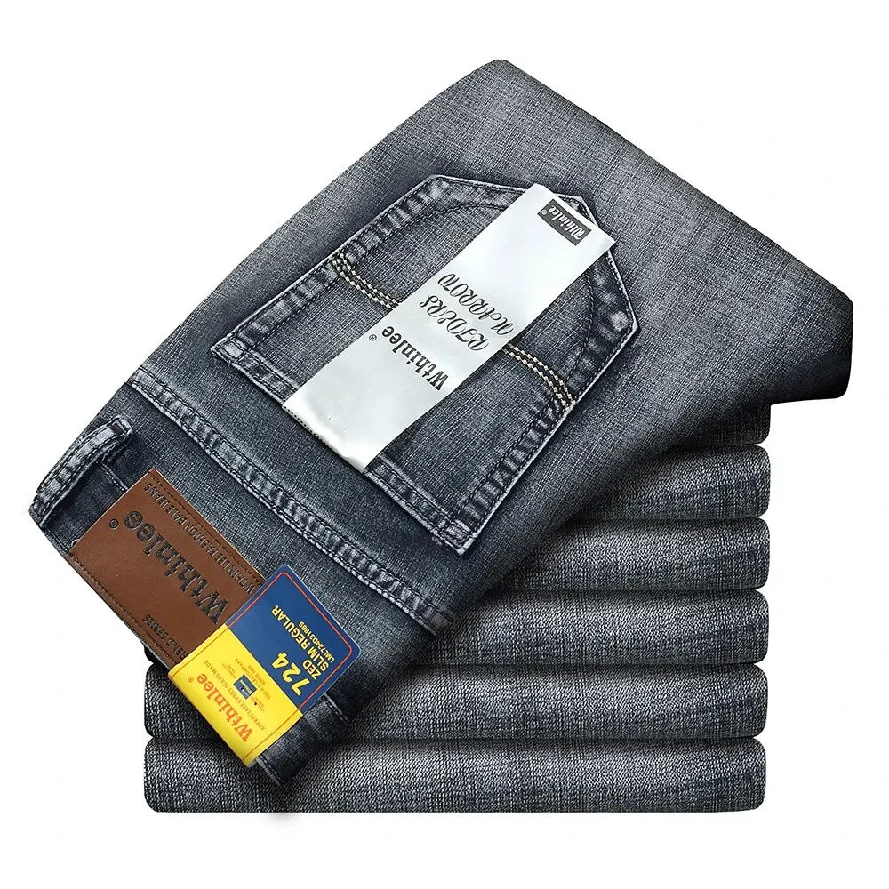 Nouveaux jeans décontractés pour hommes Wthinlee, style droit extensible, mode classique bleu noir, pantalons de travail en denim, vêtements de marque pour hommes