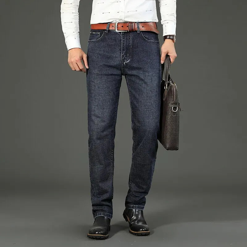 Nouveaux jeans décontractés pour hommes Wthinlee, style droit extensible, mode classique bleu noir, pantalons de travail en denim, vêtements de marque pour hommes