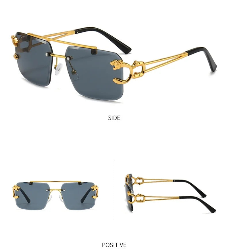 Lunettes de soleil carrées sans monture pour hommes et femmes, lunettes de soleil vintage, miroir rétro, marque de créateur, mode masculine et féminine, luxe