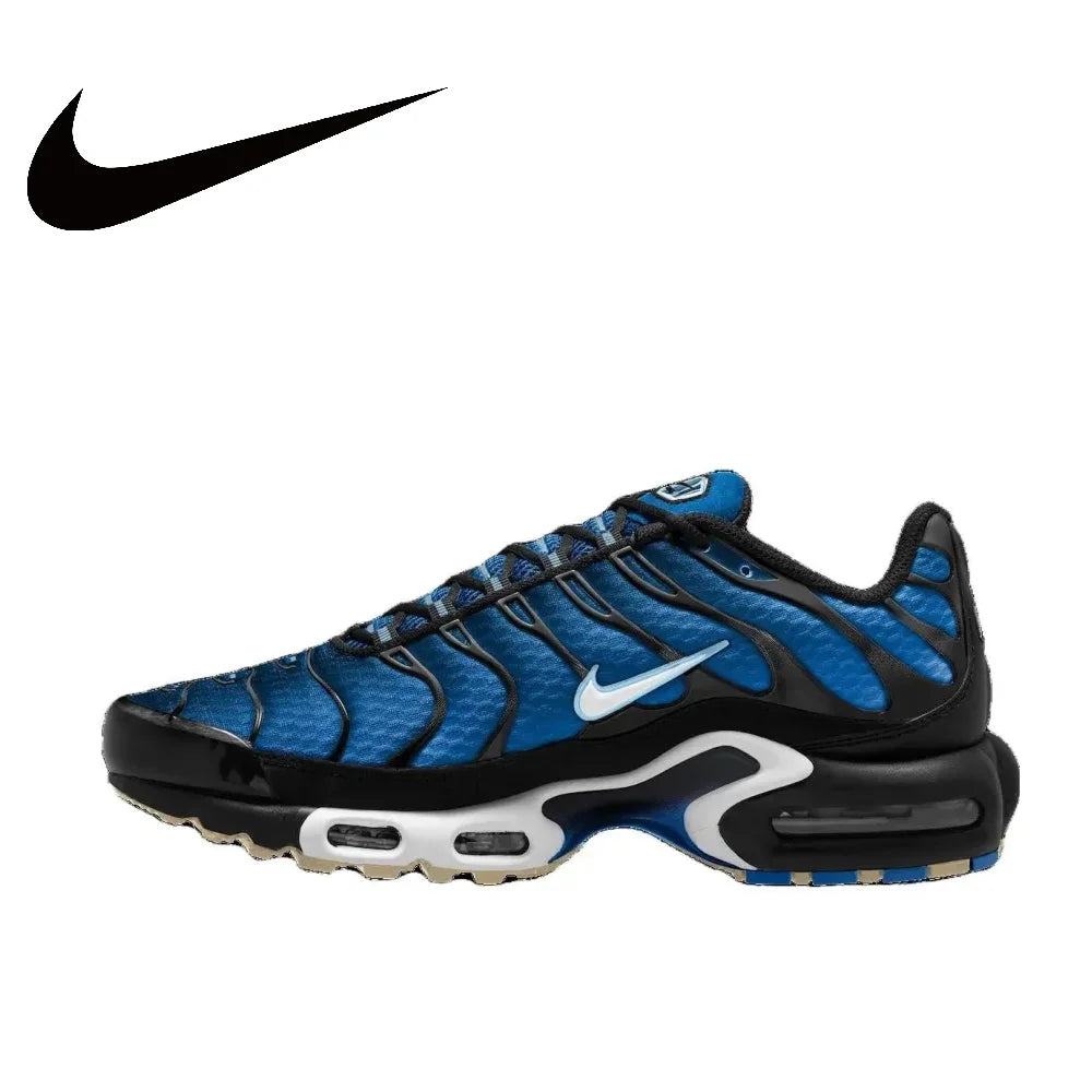 Nike-Air Max Plus Low Men's Sneakers, Casual Running Shoes, Comfortable, Shock Absorption, Anti-Aging, Black, Original