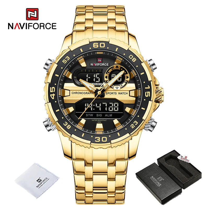 NAVIFORCE-Montre-bracelet analogique numérique à quartz pour homme, écran LCD, étanche à 30m, marque tendance, originale LA TendanceStore multi service