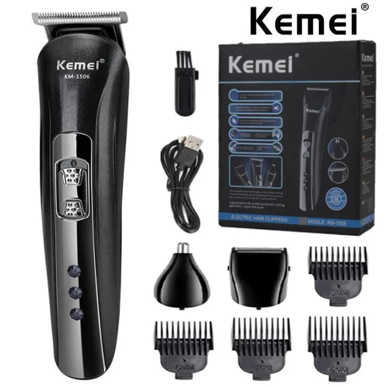 Kemei KM-1506 3 in 1 Electric Shaver USB Rechargeable Hair Clipper Professional Nose Hair Trimmer