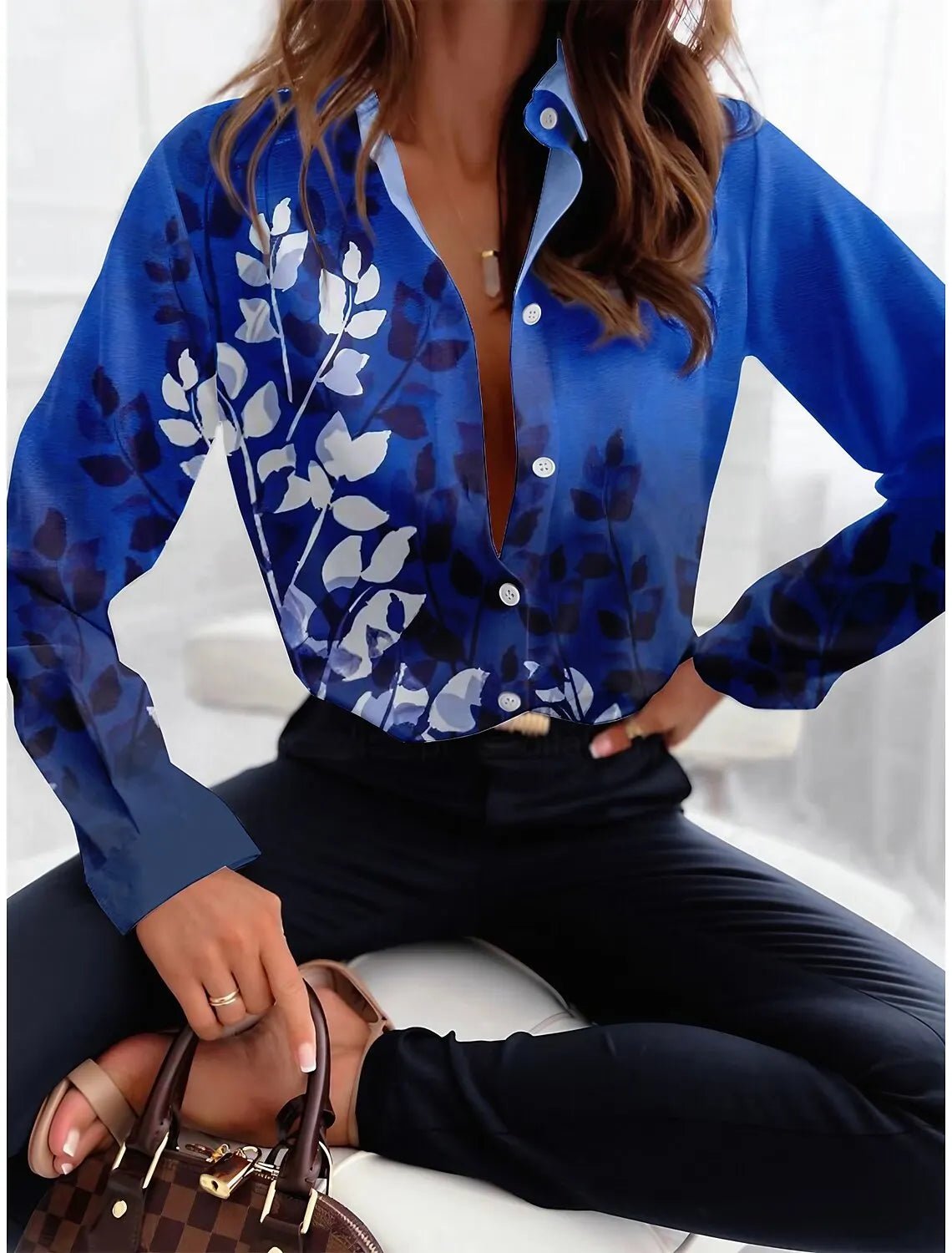 Chemise Boutonnée Texturée Imprimée pour Femmes, Mode, Tempérament, Manches Longues, Bureau, Automne 2024, Décontractée. LA TendanceStore multi service