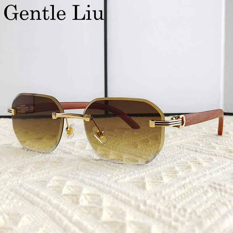 Lunettes de soleil carrées vintage sans monture pour hommes, lunettes anti-lumière bleue, lunettes sans cadre, lunettes punk, marque de luxe, UV400, 2025