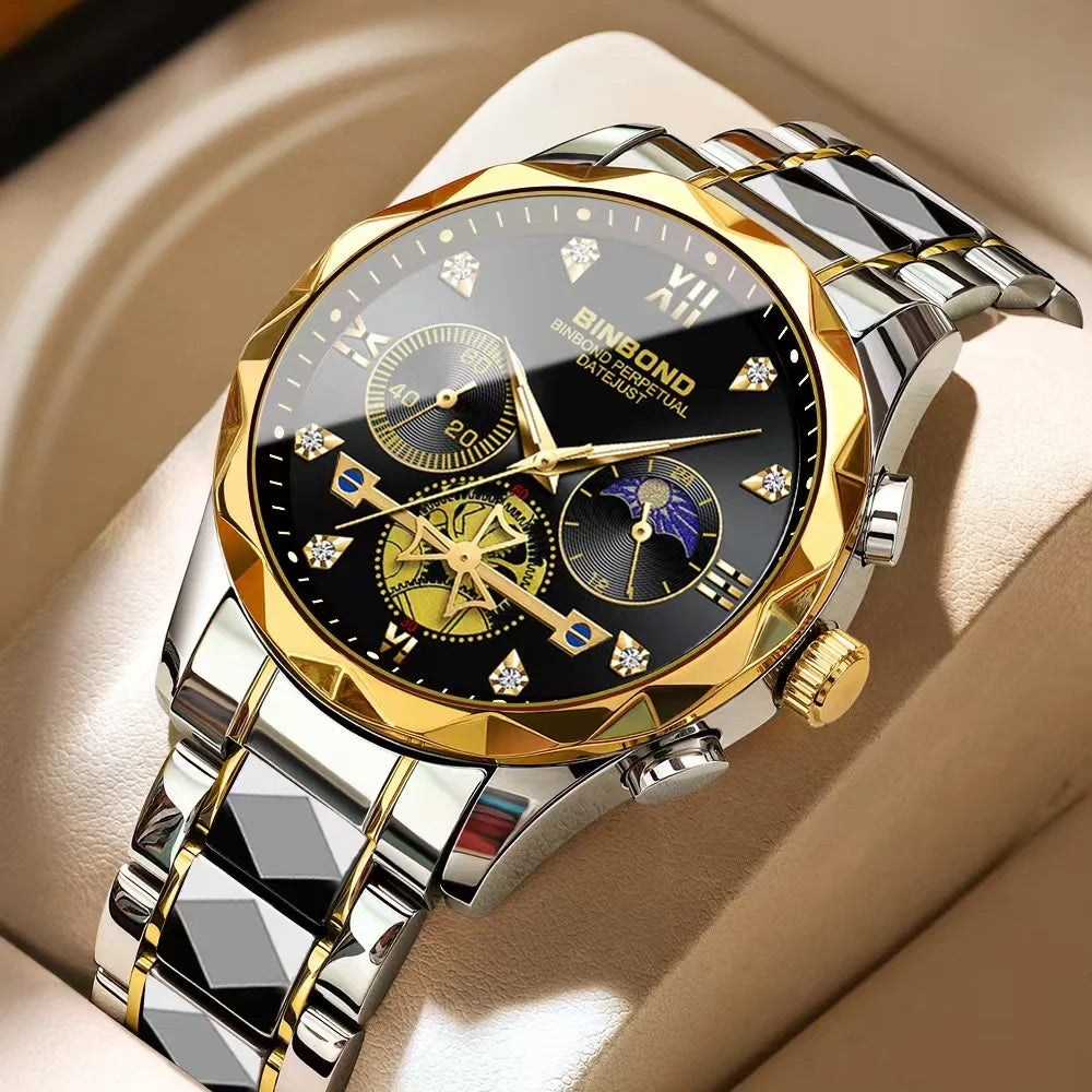 Luxury Stainless Steel Watch, Quartz Movement