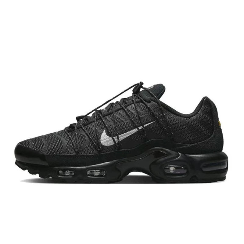 Nike-Air Max Plus Retro Low Cut Casual Chaussures pour Hommes et Femmes, Absorbant les Chocs, Antidérapant, Durable, Noir, Course