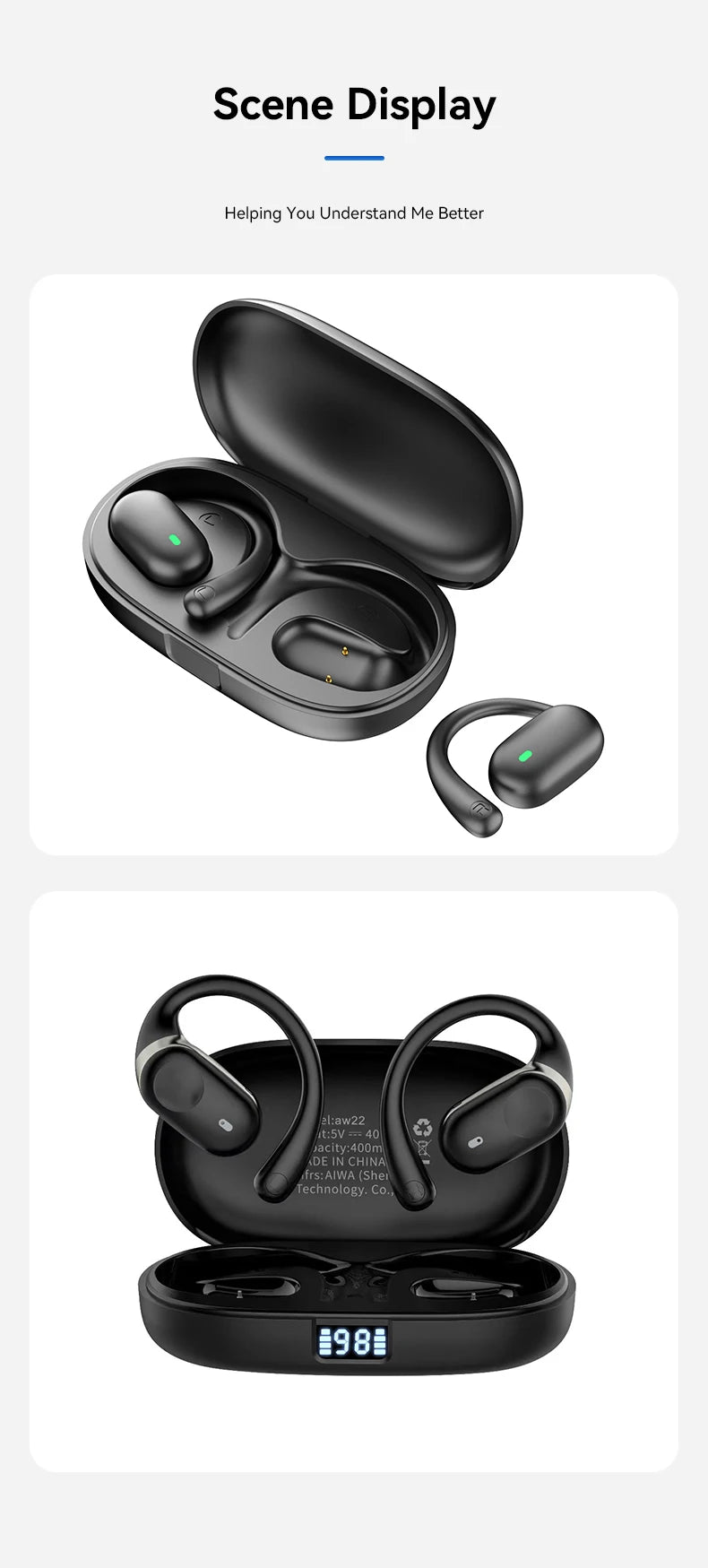 Wireless Bluetooth Headphones with Intelligent Campanvocal, Earphones, Real-time Translation, Multi-languages, Top, New, 2024, 144