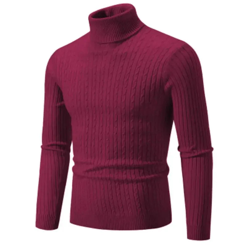 Nouveau pull à col montant pour hommes, couleur unie, tricoté, chaud, décontracté, col roulé, vêtements d'extérieur en laine pour l'hiver LA TendanceStore multi service