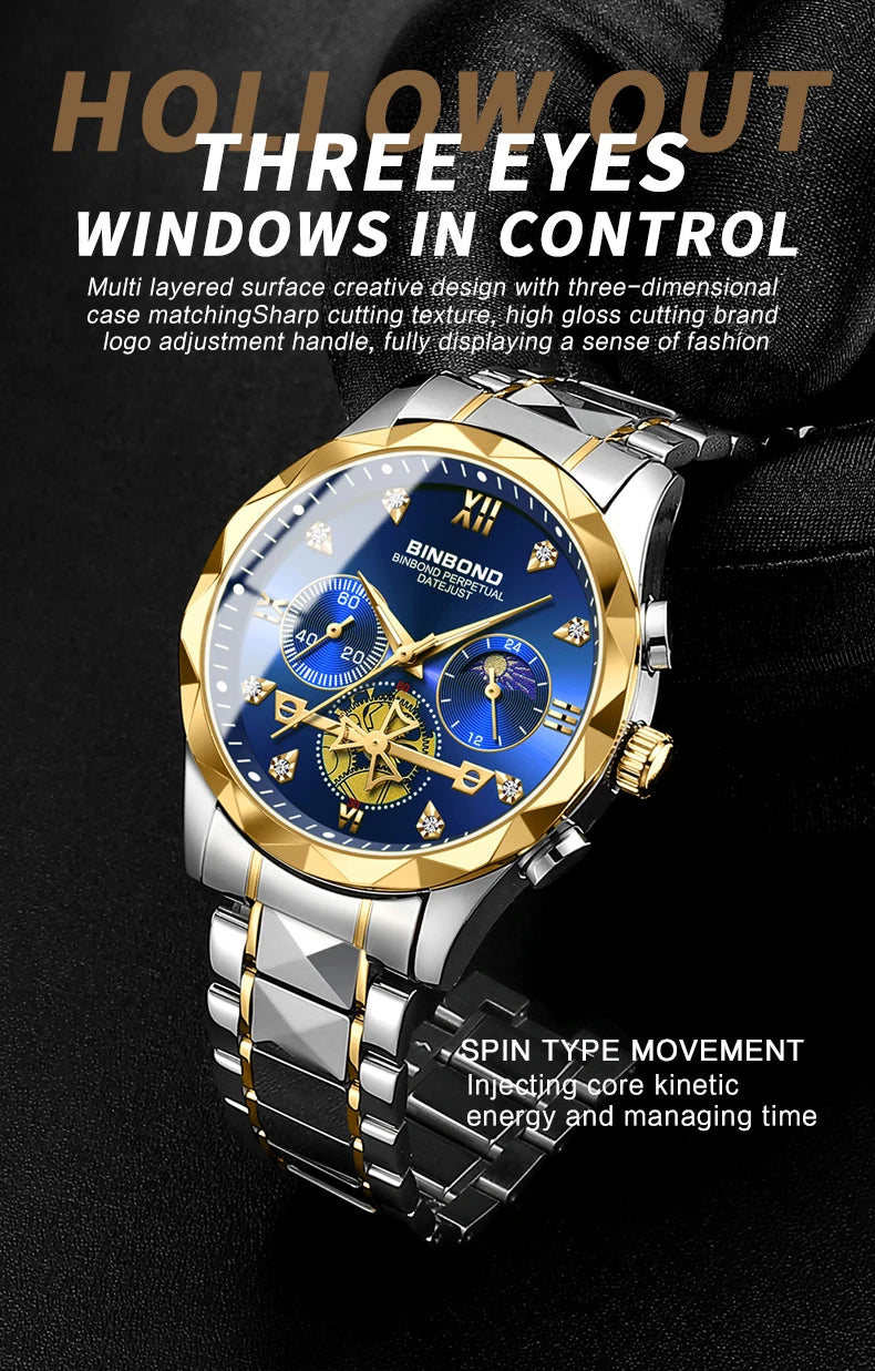 Montre de Luxe en Acier Inoxydable mouvement à Quartz