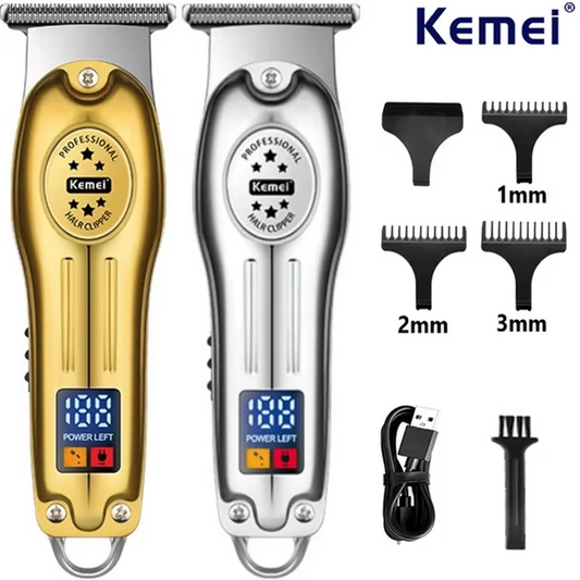 Kemei KM-678 Gold And Silver Portable Mini Electric Hair Clippers LCD Display Trimmer Rechargeable Hair Cutter Machine LA TendanceStore