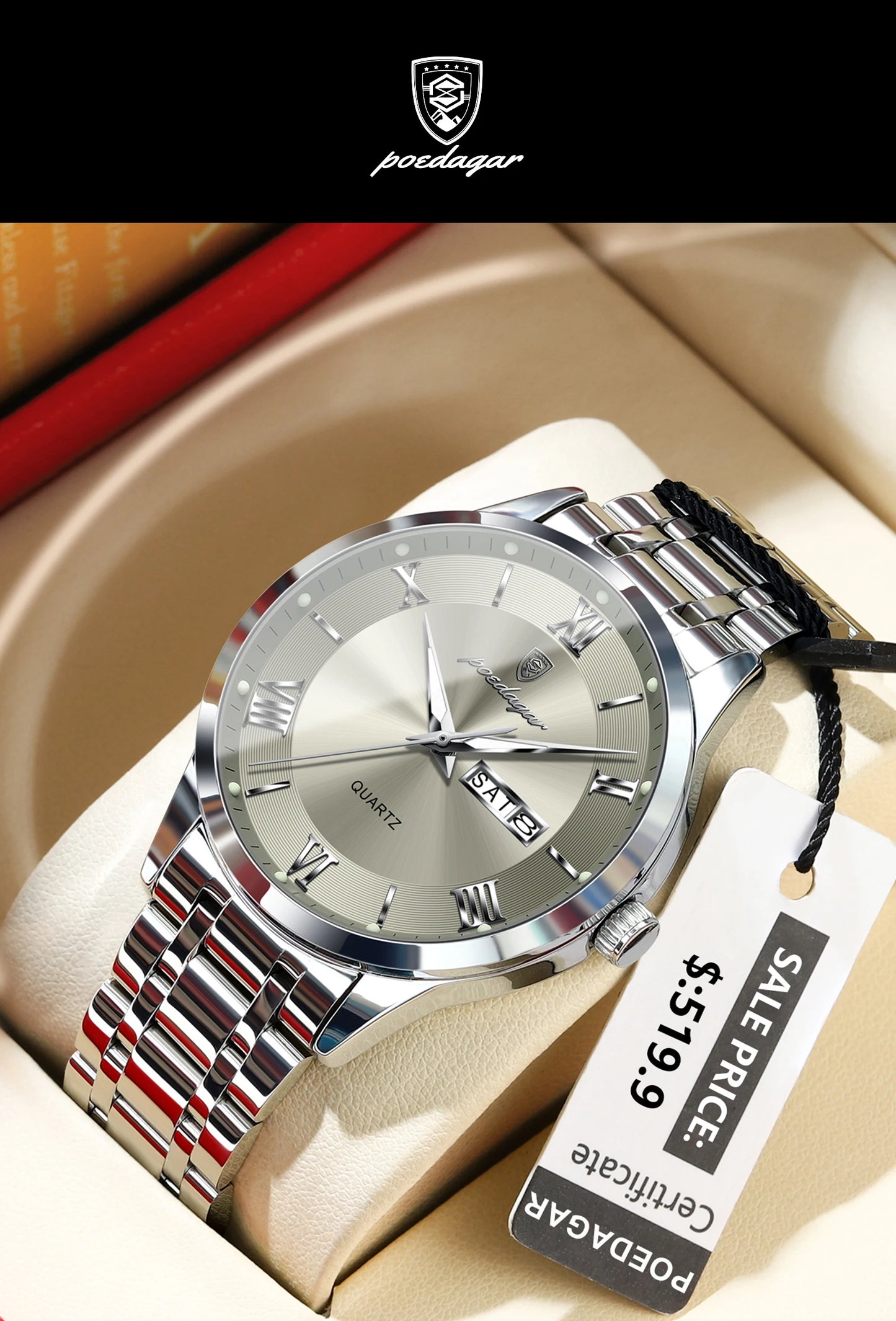 Luxury Stainless Steel Wristwatch