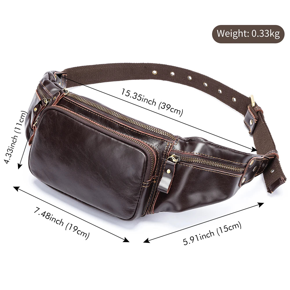 WESTAL Genuine Leather Fanny Pack for Men Vintage Phone Bags Messenger Bags Sports Handbags 9999