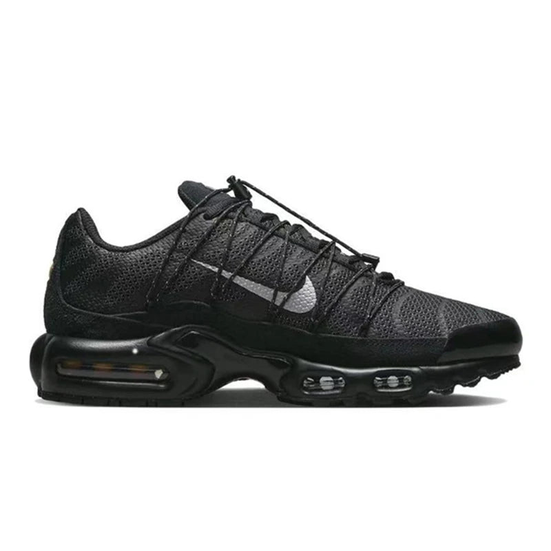 Nike-Air Max Plus Retro Low Cut Casual Chaussures pour Hommes et Femmes, Absorbant les Chocs, Antidérapant, Durable, Noir, Course