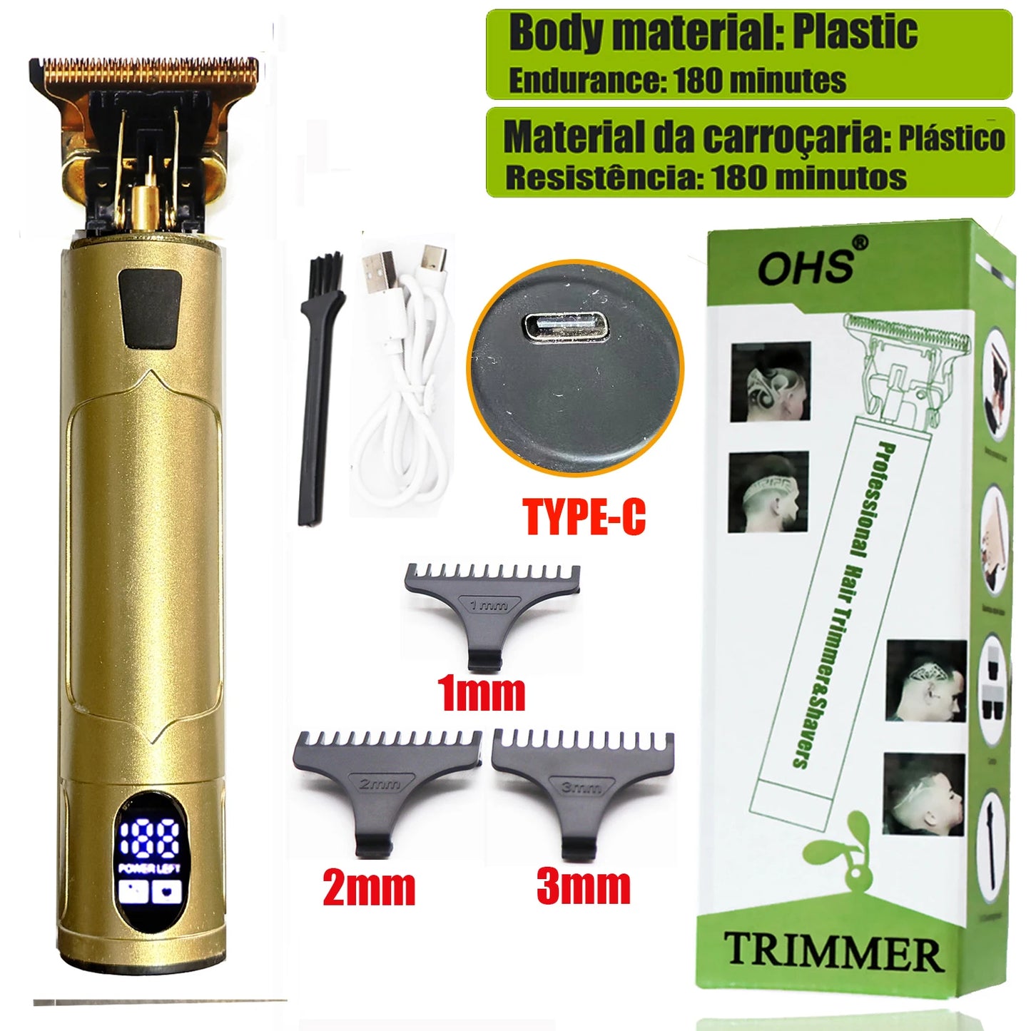 T9 LCD Display Electric Hair Clipper for Men Beard Trimmer Hair Cutting Machine 0mm