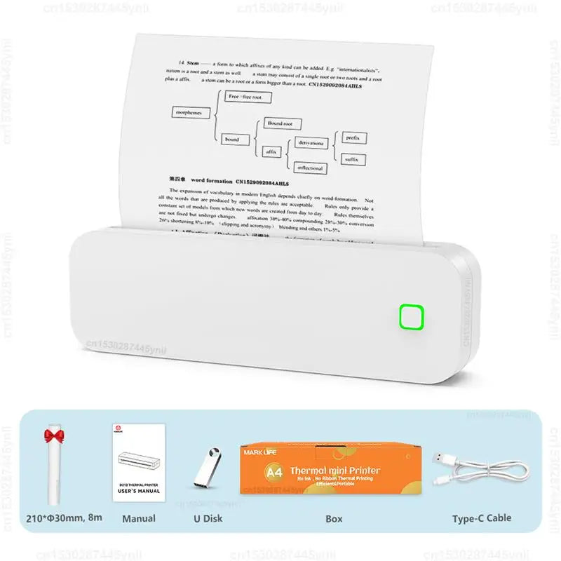 Portable Mini Wireless Bluetooth Thermal Printer for Tattoo Paper Printing Stencil Transfer Machine Compatible with iOS and PC