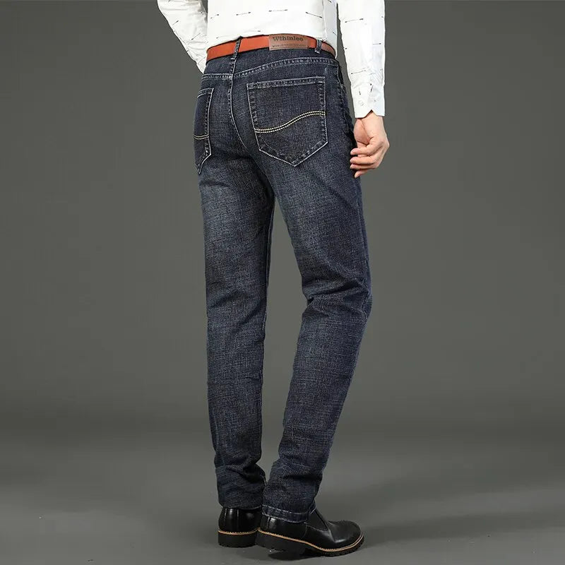 Nouveaux jeans décontractés pour hommes Wthinlee, style droit extensible, mode classique bleu noir, pantalons de travail en denim, vêtements de marque pour hommes