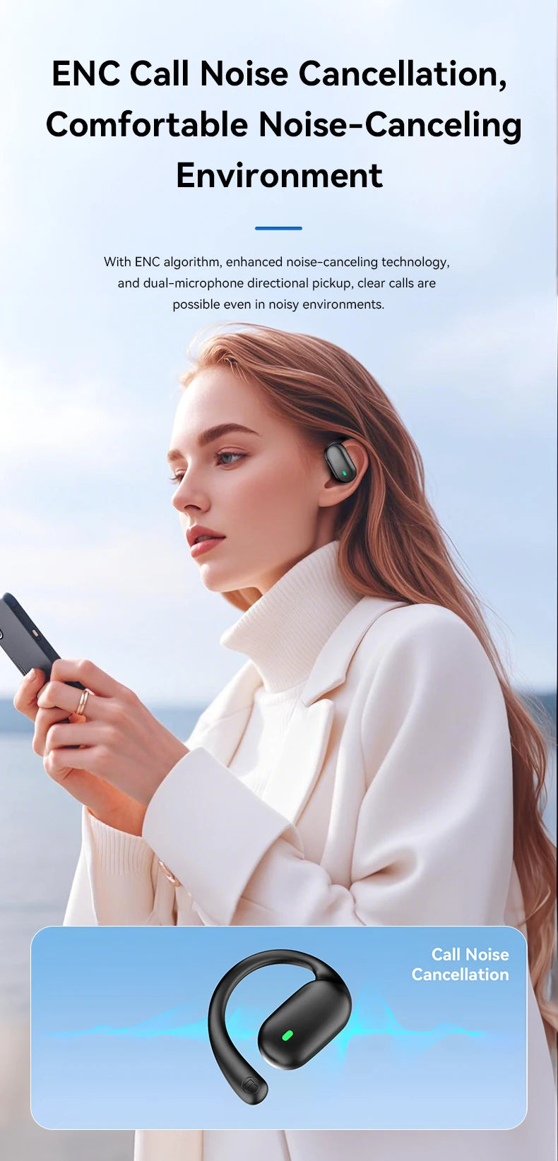 Wireless Bluetooth Headphones with Intelligent Campanvocal, Earphones, Real-time Translation, Multi-languages, Top, New, 2024, 144