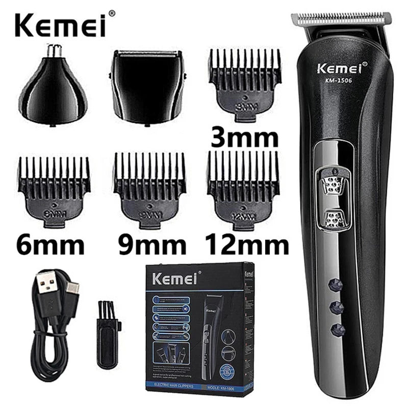 Kemei KM-1506 3 in 1 Electric Shaver USB Rechargeable Hair Clipper Professional Nose Hair Trimmer