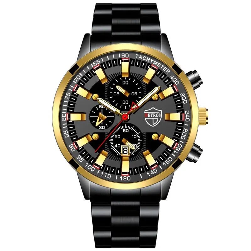 Montre à quartz numérique de luxe pour hommes, bracelet en acier, calendrier conçu pour les hommes de comparateur de succès, mode décontractée, affaires, or, illac, classique LA TendanceStore multi service