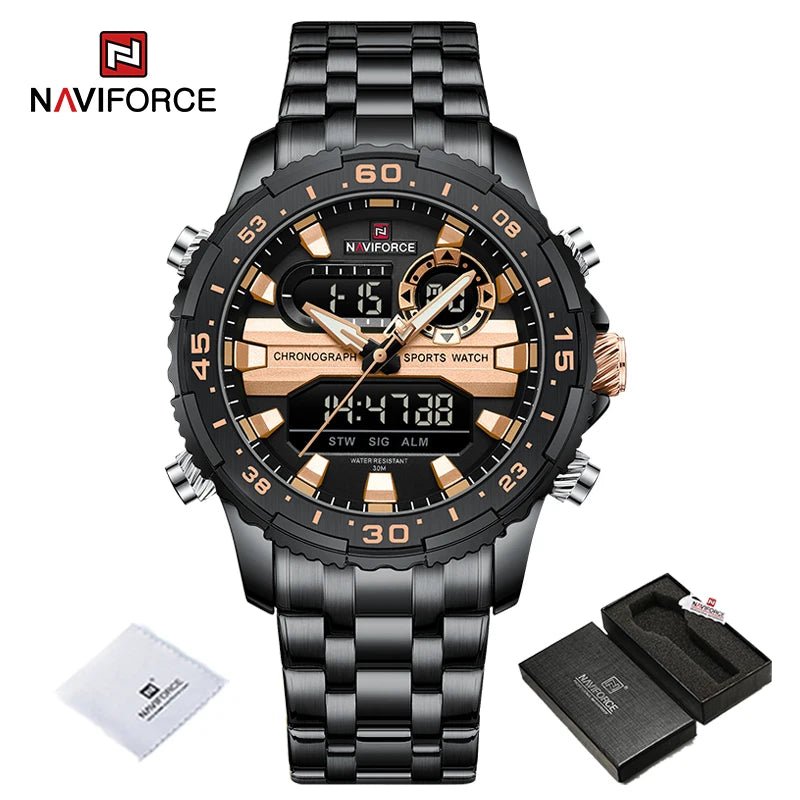 NAVIFORCE-Montre-bracelet analogique numérique à quartz pour homme, écran LCD, étanche à 30m, marque tendance, originale LA TendanceStore multi service