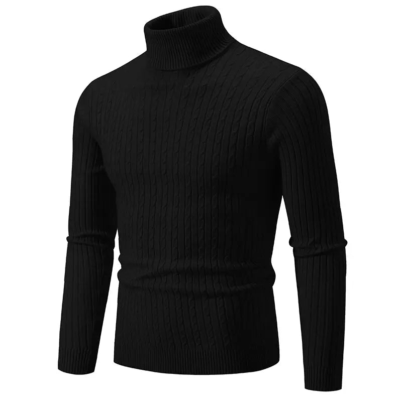 Nouveau pull à col montant pour hommes, couleur unie, tricoté, chaud, décontracté, col roulé, vêtements d'extérieur en laine pour l'hiver LA TendanceStore multi service