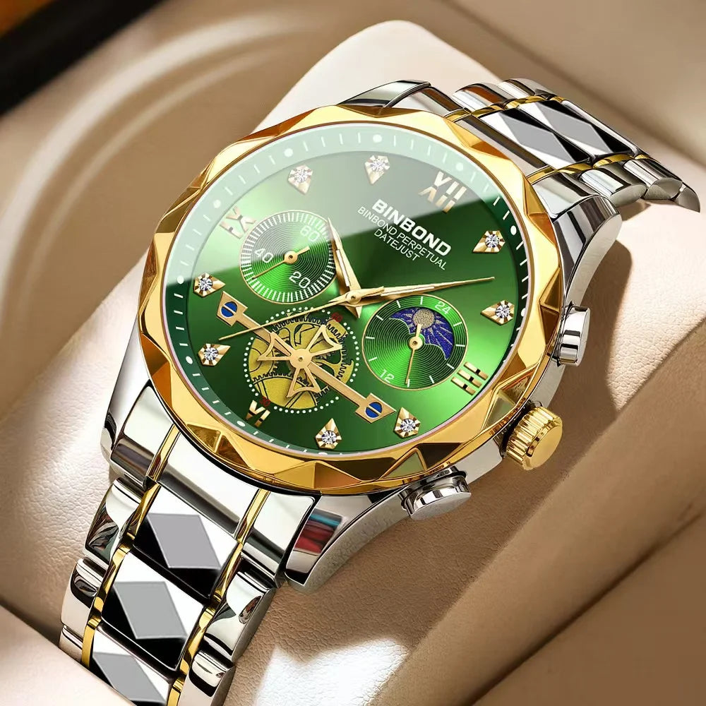 Luxury Stainless Steel Watch, Quartz Movement