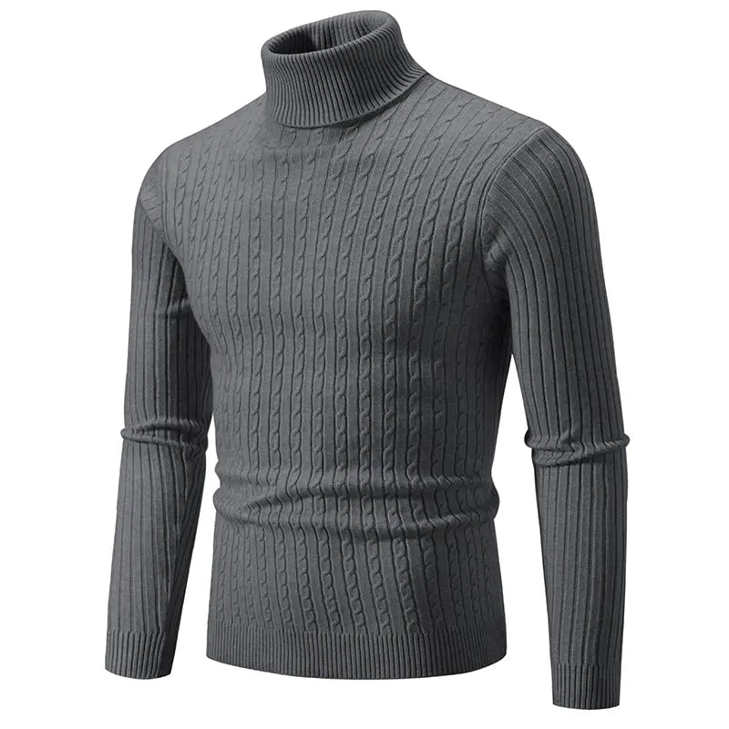 Nouveau pull à col montant pour hommes, couleur unie, tricoté, chaud, décontracté, col roulé, vêtements d'extérieur en laine pour l'hiver LA TendanceStore multi service