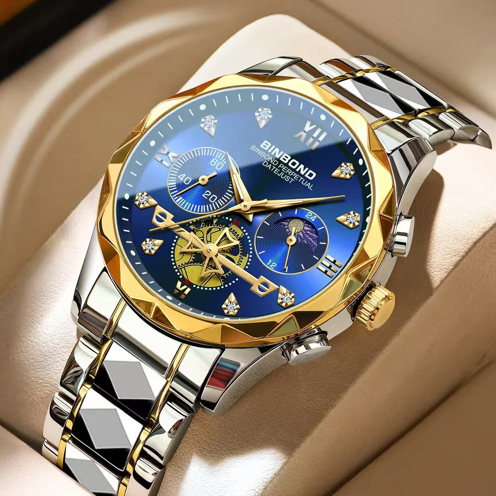 Luxury Stainless Steel Watch, Quartz Movement