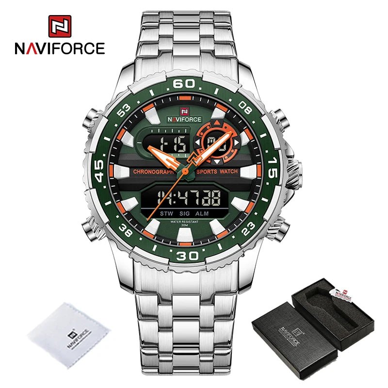 NAVIFORCE-Montre-bracelet analogique numérique à quartz pour homme, écran LCD, étanche à 30m, marque tendance, originale LA TendanceStore multi service