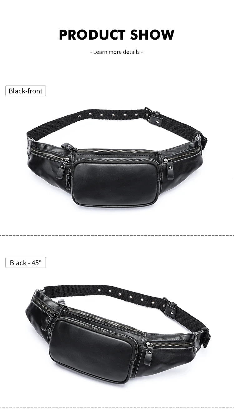 WESTAL Genuine Leather Fanny Pack for Men Vintage Phone Bags Messenger Bags Sports Handbags 9999