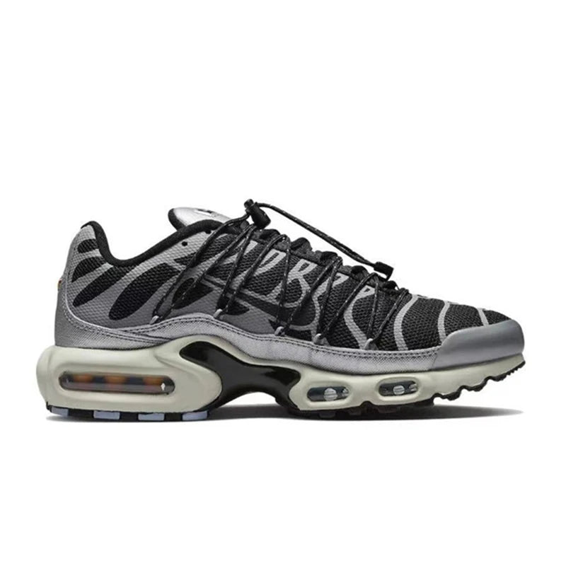 Nike-Air Max Plus Retro Low Cut Casual Chaussures pour Hommes et Femmes, Absorbant les Chocs, Antidérapant, Durable, Noir, Course