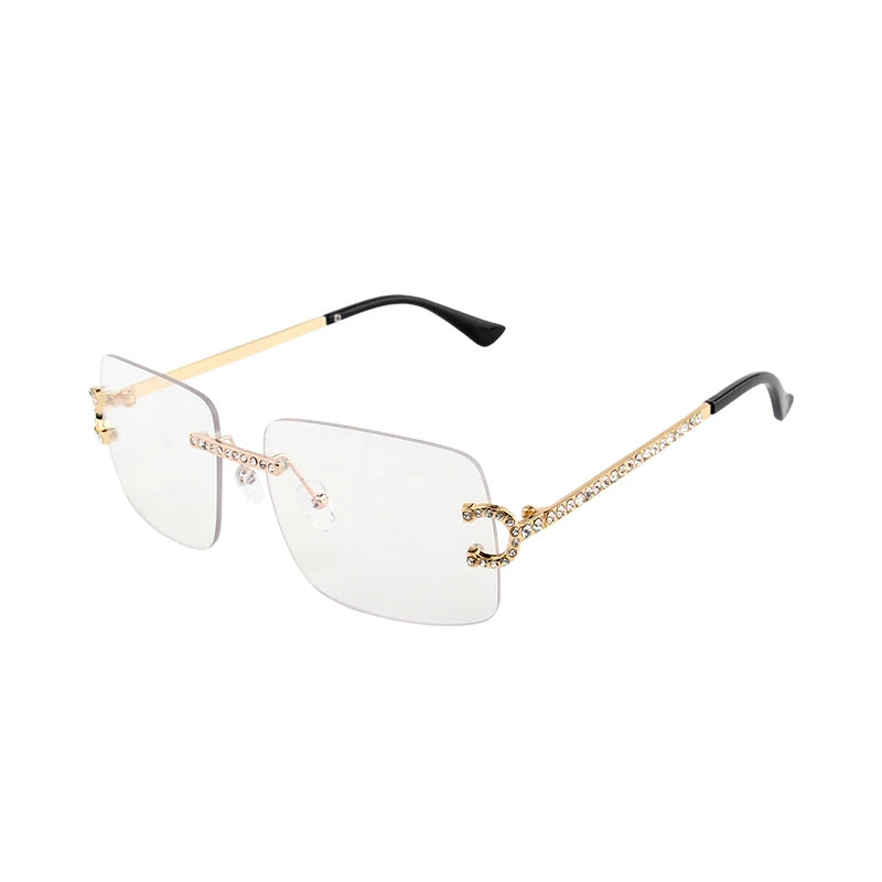 Kenbo-Lunettes de soleil carrées sans monture pour hommes et femmes, lunettes de soleil dégradées, lentille pétale vintage, coupe diamant, lunettes de soleil punk en métal, lunettes de soleil à la mode