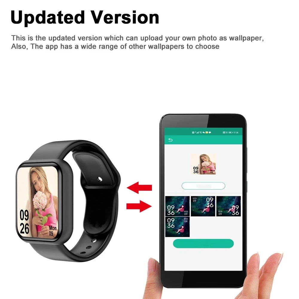 Smart Watch for Men Women Sports Mode Music Control Calorie Distance Fitness Smart Bracelet Message Reminder Smart Wristband Android IOS