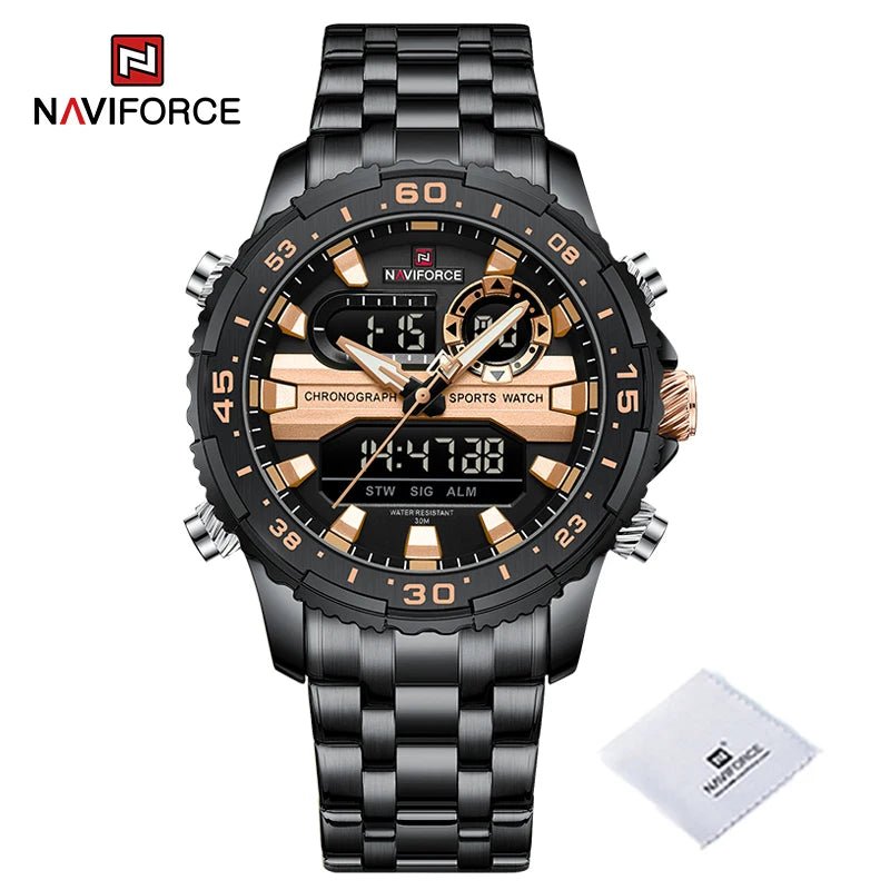 NAVIFORCE-Montre-bracelet analogique numérique à quartz pour homme, écran LCD, étanche à 30m, marque tendance, originale LA TendanceStore multi service