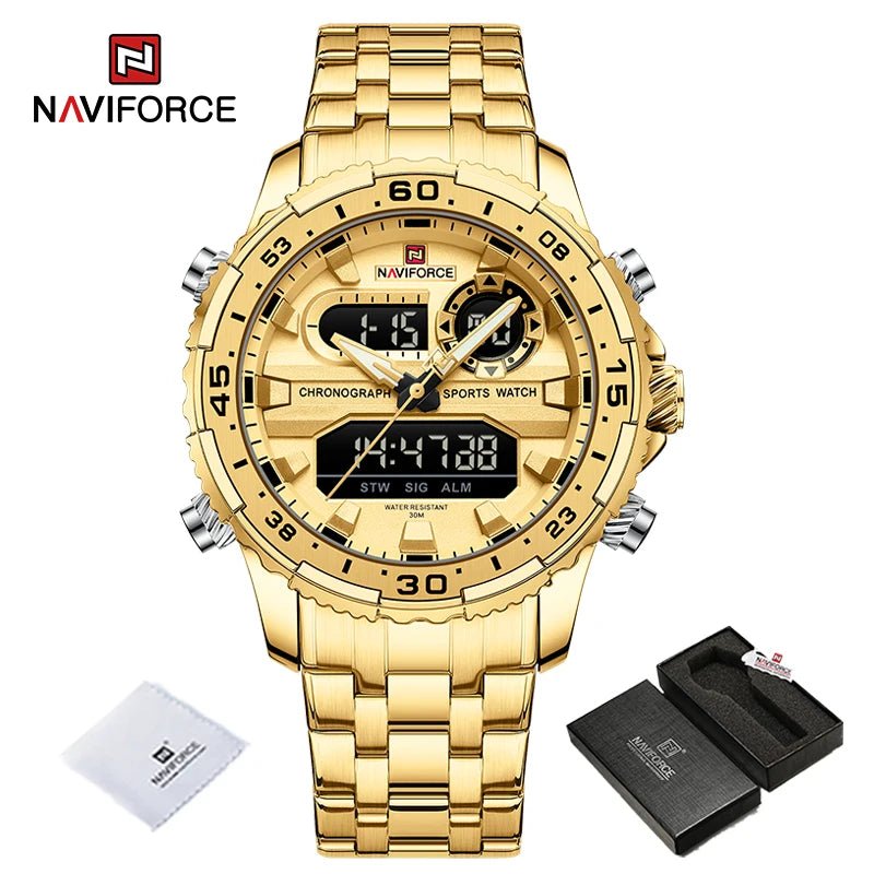 NAVIFORCE-Montre-bracelet analogique numérique à quartz pour homme, écran LCD, étanche à 30m, marque tendance, originale LA TendanceStore multi service