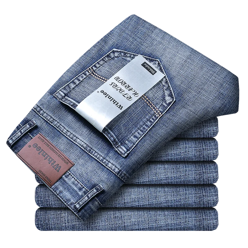 Nouveaux jeans décontractés pour hommes Wthinlee, style droit extensible, mode classique bleu noir, pantalons de travail en denim, vêtements de marque pour hommes