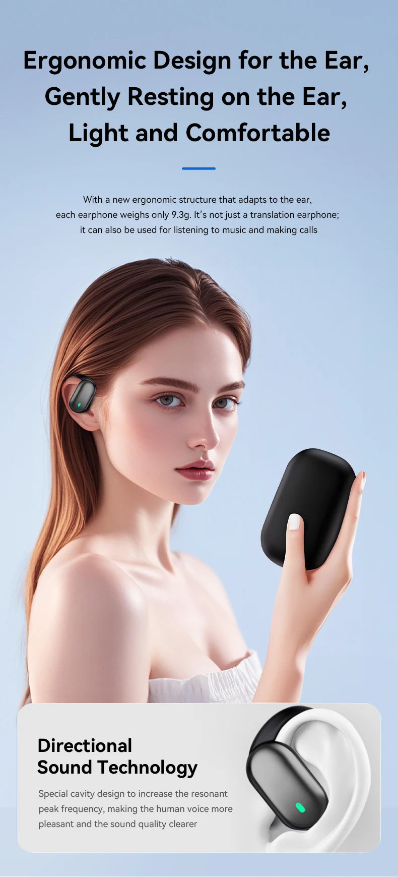 Wireless Bluetooth Headphones with Intelligent Campanvocal, Earphones, Real-time Translation, Multi-languages, Top, New, 2024, 144