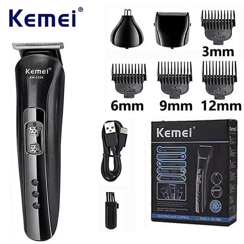 Kemei KM-1506 3 in 1 Electric Shaver USB Rechargeable Hair Clipper Professional Nose Hair Trimmer