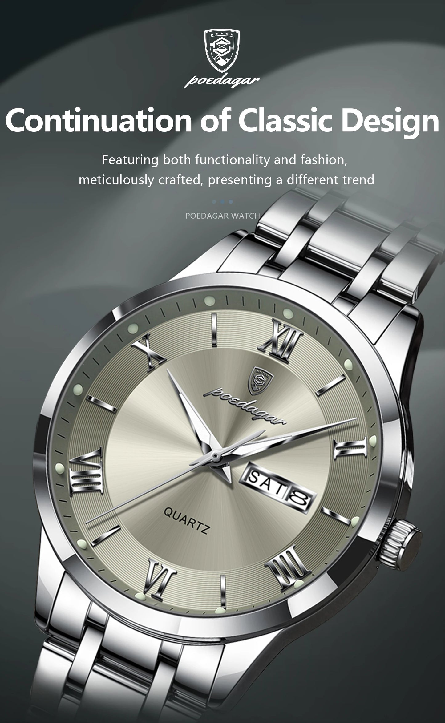 Luxury Stainless Steel Wristwatch