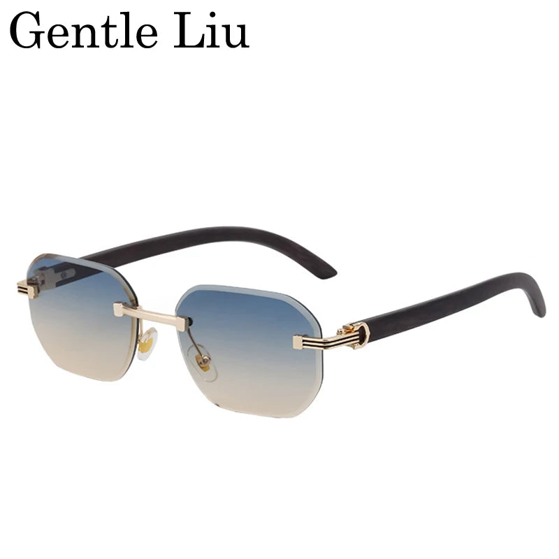 Lunettes de soleil carrées vintage sans monture pour hommes, lunettes anti-lumière bleue, lunettes sans cadre, lunettes punk, marque de luxe, UV400, 2025