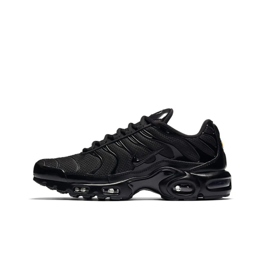 Nike-Air Max Plus Low Men's Sneakers, Casual Running Shoes, Comfortable, Shock Absorption, Anti-Aging, Black, Original