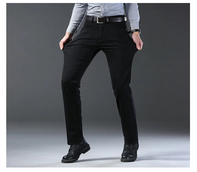 Nouveaux jeans décontractés pour hommes Wthinlee, style droit extensible, mode classique bleu noir, pantalons de travail en denim, vêtements de marque pour hommes