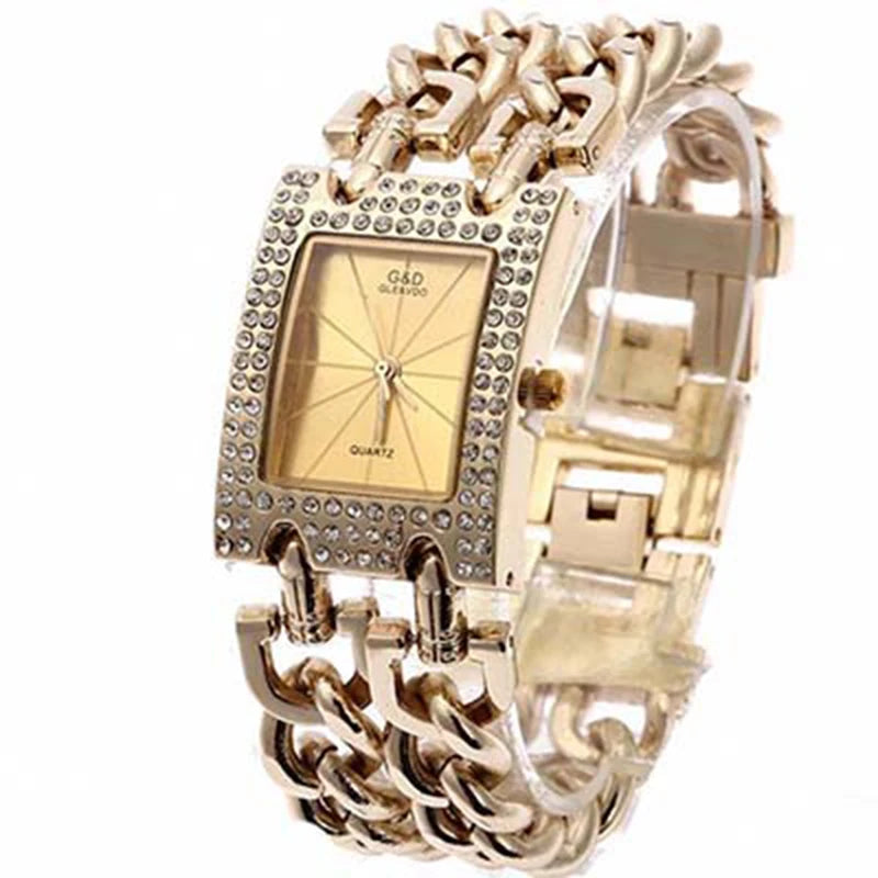 G & D-Montre en diamant pour femme, quartz, cadran rectangulaire, bracelet, horloge, biscuits de luxe, horloge pour femme LA TendanceStore multi service