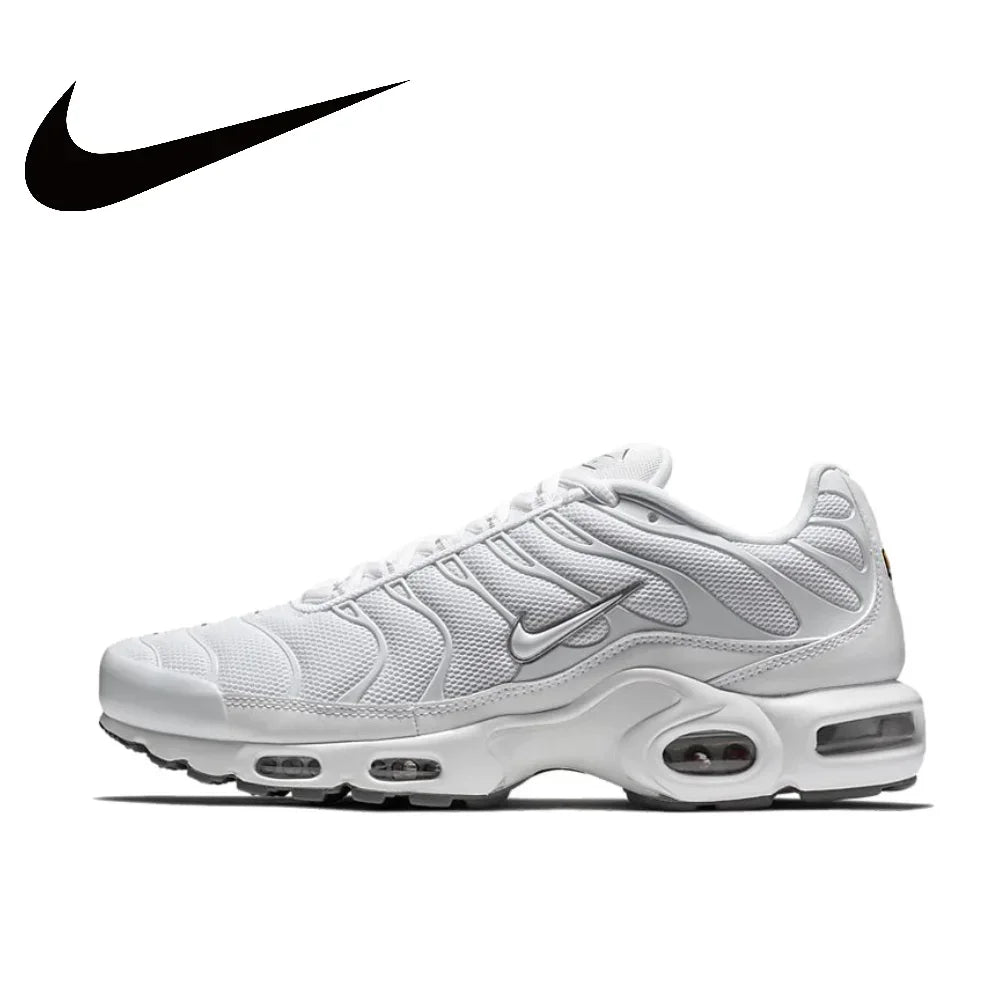 Nike-Air Max Plus Low Men's Sneakers, Casual Running Shoes, Comfortable, Shock Absorption, Anti-Aging, Black, Original