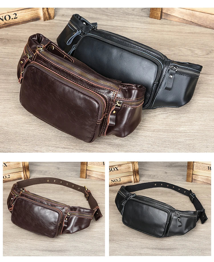 WESTAL Genuine Leather Fanny Pack for Men Vintage Phone Bags Messenger Bags Sports Handbags 9999