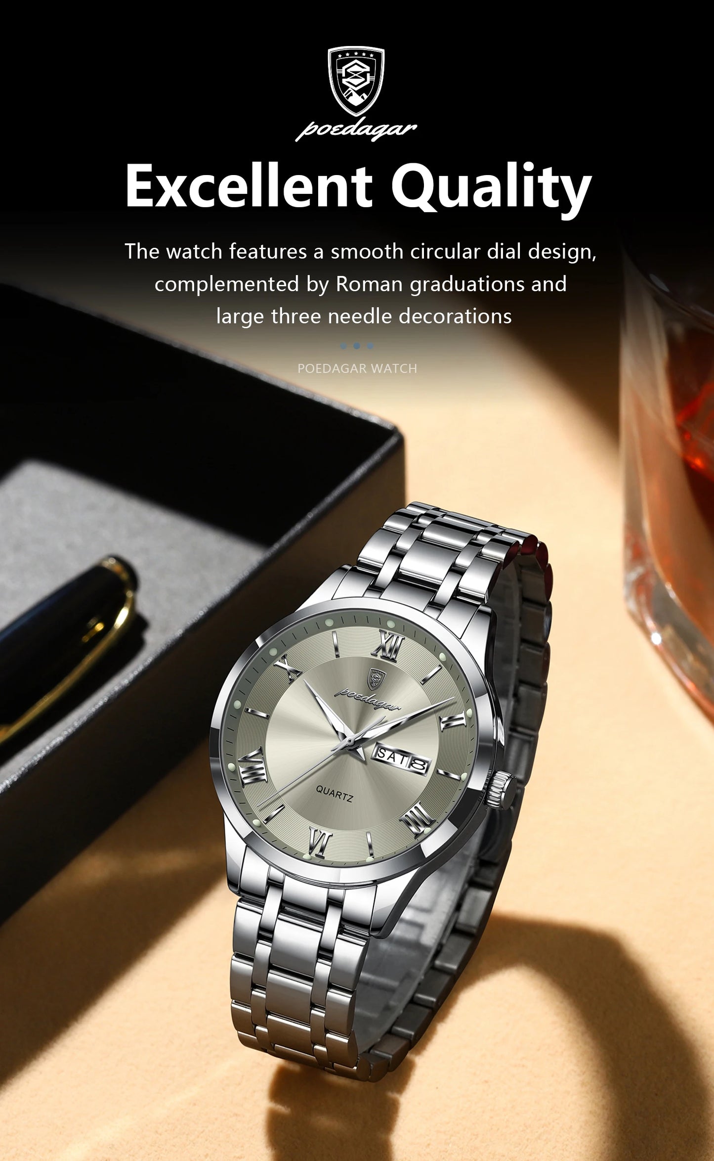 Luxury Stainless Steel Wristwatch