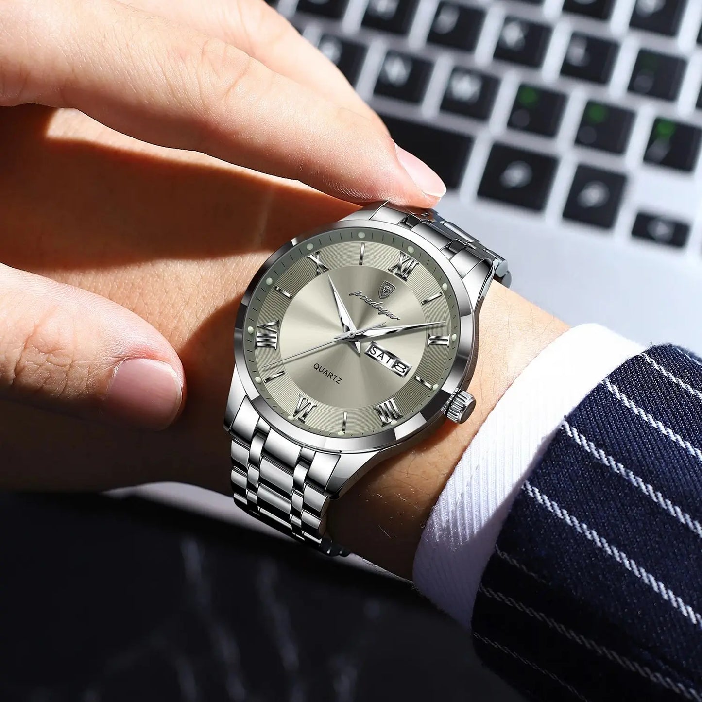 Luxury Stainless Steel Wristwatch