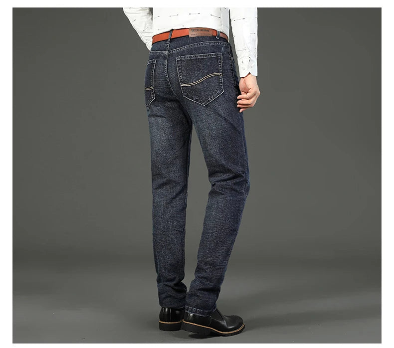 Nouveaux jeans décontractés pour hommes Wthinlee, style droit extensible, mode classique bleu noir, pantalons de travail en denim, vêtements de marque pour hommes